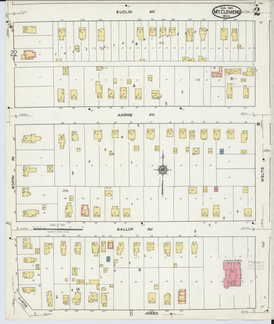 Sanborn Fire Insurance Map from Mount Clemens, Macomb County, Michigan (1921), Sheet #0002 - Historic Sanborn Fire Insurance Map Print, vintage old map wall art, antique decor, genealogy gift, Michigan Michigan map