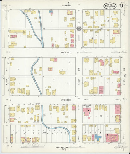 Sanborn Fire Insurance Map from Atchison, Atchison County, Kansas (1916), Sheet #0009 - Complete Map Set gallery image, historic Sanborn map, vintage wall art, Kansas Kansas