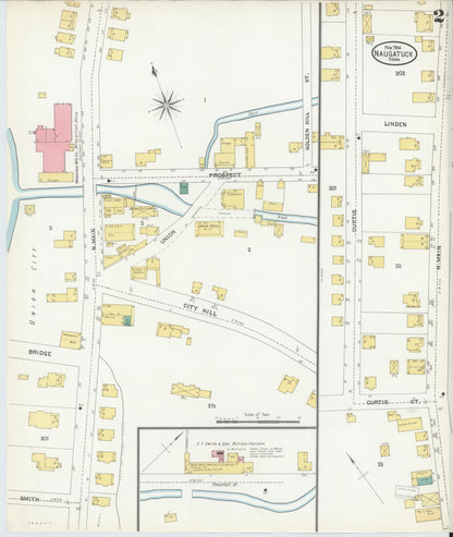 Sanborn Fire Insurance Map from Naugatuck, New Haven County, Connecticut (1904), Sheet #0002 - Complete Map Set gallery image, historic Sanborn map, vintage wall art, Connecticut Connecticut