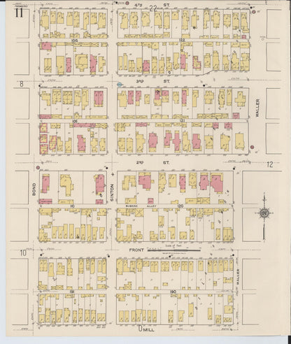 Sanborn Fire Insurance Map from Portsmouth, Scioto County, Ohio (1921), Sheet #0011 - Historic Sanborn Fire Insurance Map Print, vintage old map wall art, antique decor, genealogy gift, Ohio Ohio map