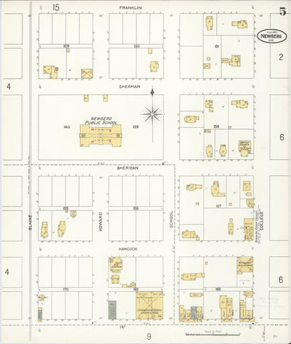 Sanborn Fire Insurance Map from Newberg, Yamhill County, Oregon (1905), Sheet #0005 - Complete Map Set gallery image, historic Sanborn map, vintage wall art, Oregon Oregon