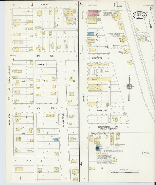 Sanborn Fire Insurance Map from Eureka, McPherson County, South Dakota (1913), Sheet #0004 - Historic Sanborn Fire Insurance Map Print, vintage old map wall art, antique decor, genealogy gift, South Dakota South Dakota map