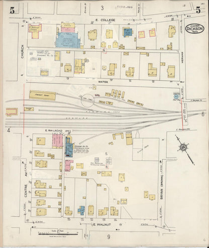 Sanborn Fire Insurance Map from Dickson, Dickson County, Tennessee (1941), Sheet #0005 - Complete Map Set gallery image, historic Sanborn map, vintage wall art, Tennessee Tennessee
