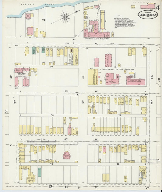 Sanborn Fire Insurance Map from Lansingburg, Rensselaer County, New York (1897), Sheet #0004 - Historic Sanborn Fire Insurance Map Print, vintage old map wall art, antique decor, genealogy gift, New York New York map