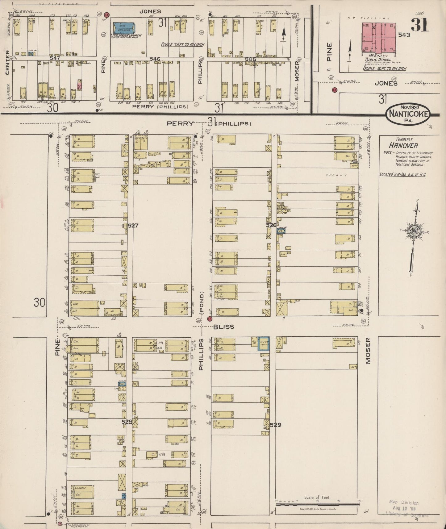 Sanborn Fire Insurance Map from Nanticoke, Luzerne County, Pennsylvania (1920), Sheet #0031 - Complete Map Set gallery image, historic Sanborn map, vintage wall art, Pennsylvania Pennsylvania