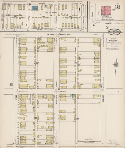 Sanborn Fire Insurance Map from Nanticoke, Luzerne County, Pennsylvania (1920), Sheet #0031 - Complete Map Set gallery image, historic Sanborn map, vintage wall art, Pennsylvania Pennsylvania