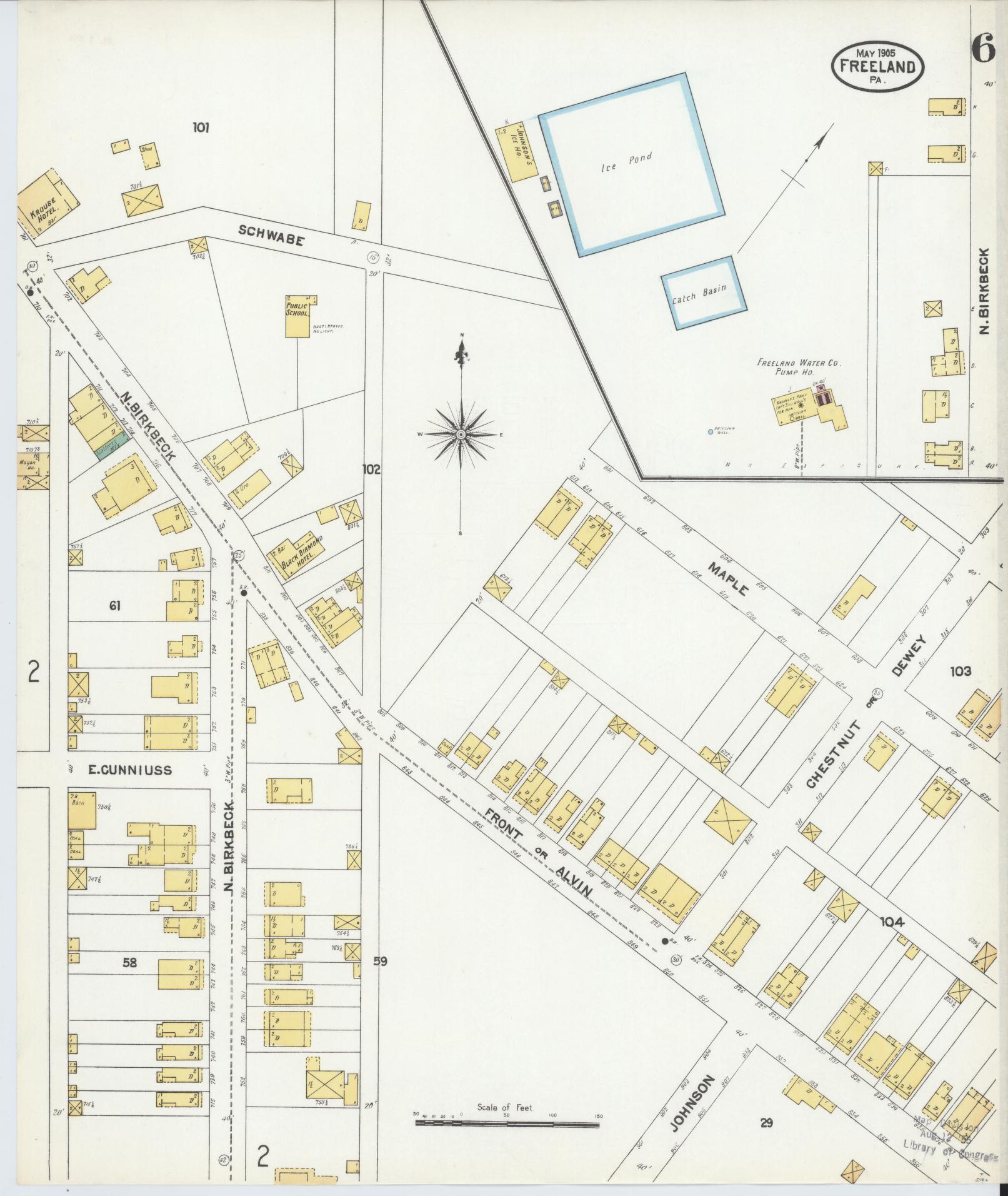 Sanborn Fire Insurance Map from Freeland, Luzerne County, Pennsylvania (1905), Sheet #0006 - Historic Sanborn Fire Insurance Map Print, vintage old map wall art, antique decor, genealogy gift, Pennsylvania Pennsylvania map