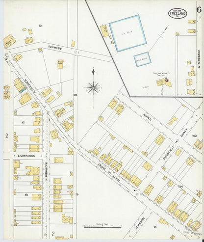 Sanborn Fire Insurance Map from Freeland, Luzerne County, Pennsylvania (1905), Sheet #0006 - Historic Sanborn Fire Insurance Map Print, vintage old map wall art, antique decor, genealogy gift, Pennsylvania Pennsylvania map