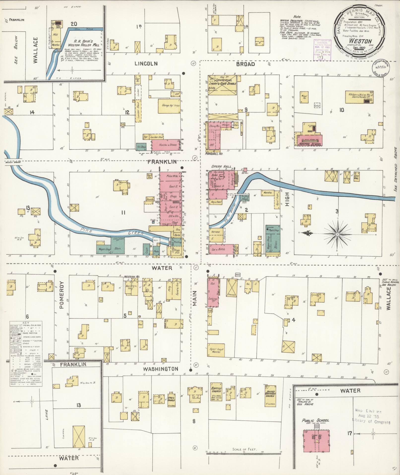 Sanborn Fire Insurance Map from Weston, Umatilla County, Oregon (1900), Sheet #0001 - Historic Sanborn Fire Insurance Map Print, vintage old map wall art, antique decor, genealogy gift, Oregon Oregon map