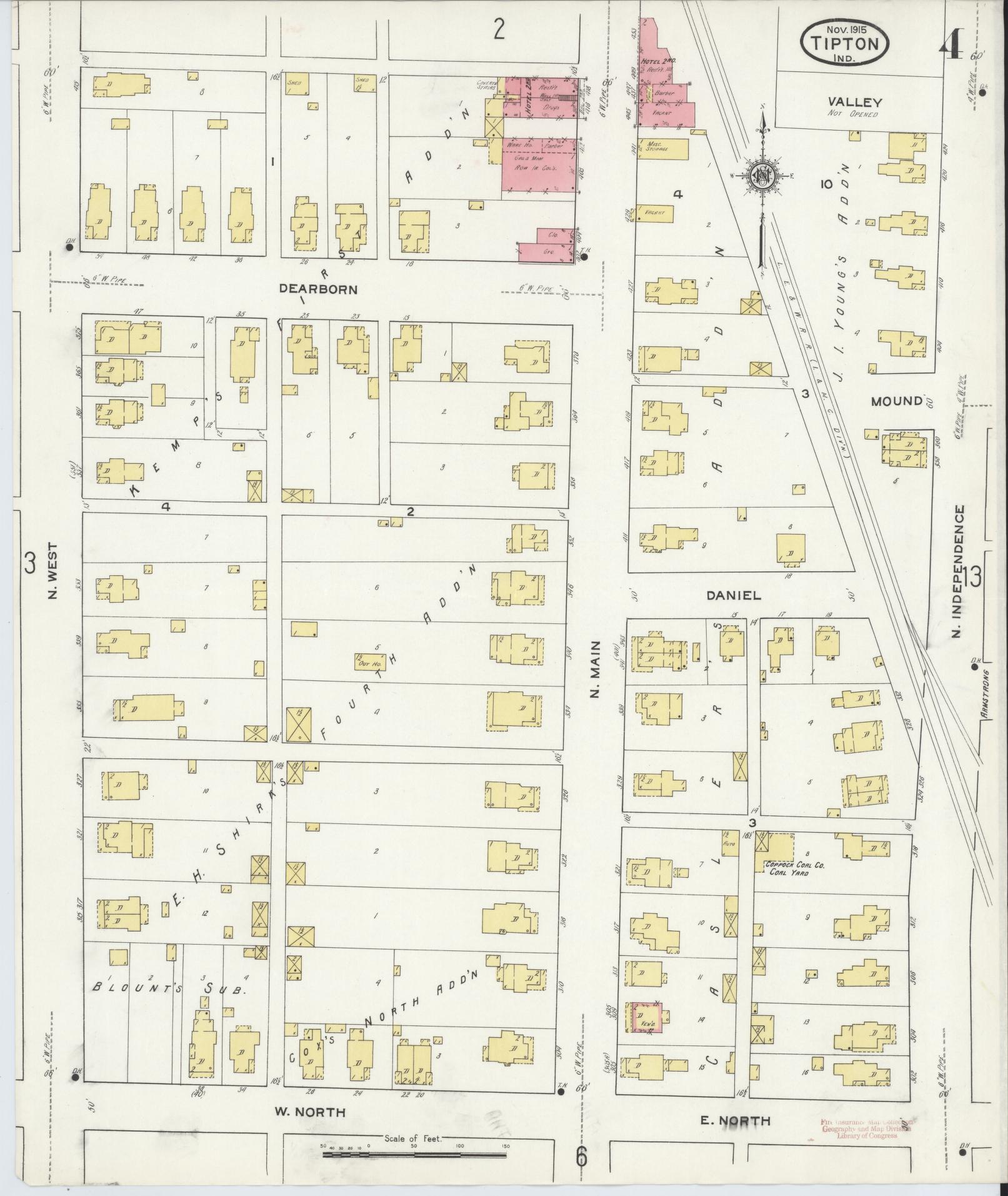 Sanborn Fire Insurance Map from Tipton, Tipton County, Indiana (1915), Sheet #0004 - Complete Map Set gallery image, historic Sanborn map, vintage wall art, Indiana Indiana