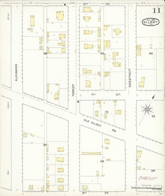 Sanborn Fire Insurance Map from Gilroy, Santa Clara County, California (1892), Sheet #0011 - Historic Sanborn Fire Insurance Map Print, vintage old map wall art, antique decor, genealogy gift, California California map