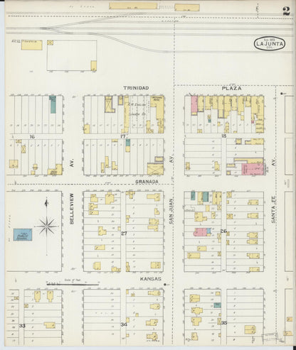 Sanborn Fire Insurance Map from La Junta, Otero County, Colorado (1893), Sheet #0002 - Complete Map Set gallery image, historic Sanborn map, vintage wall art, Colorado Colorado