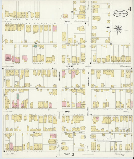Sanborn Fire Insurance Map from Slatington, Lehigh County, Pennsylvania (1908), Sheet #0004 - Historic Sanborn Fire Insurance Map Print, vintage old map wall art, antique decor, genealogy gift, Pennsylvania Pennsylvania map