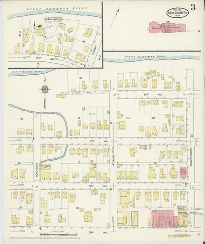 Sanborn Fire Insurance Map from Montgomery, Fayette County, West Virginia (1913), Sheet #0003 - Complete Map Set gallery image, historic Sanborn map, vintage wall art, West Virginia West Virginia