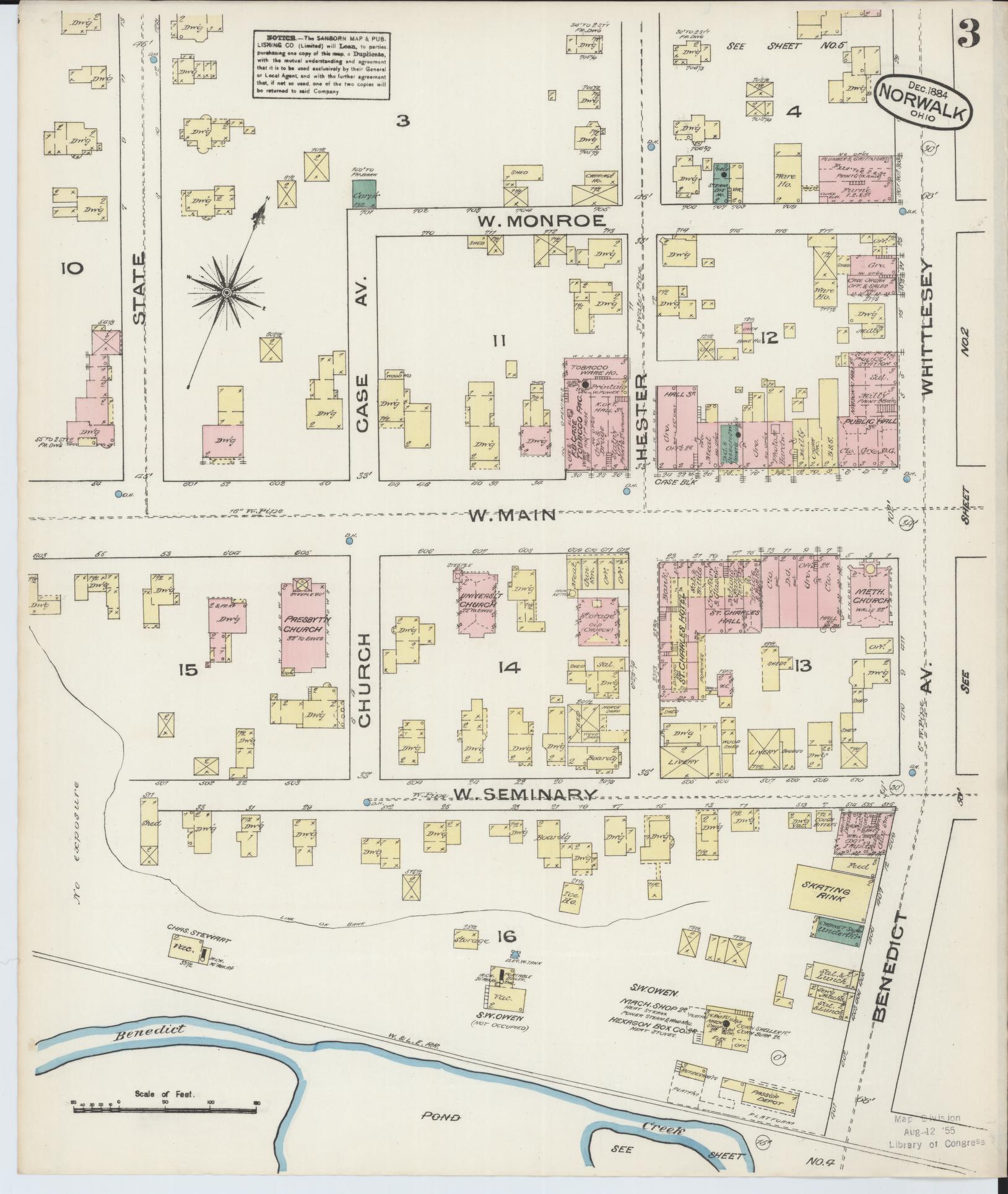 Sanborn Fire Insurance Map from Norwalk, Huron County, Ohio (1884), Sheet #0003 - Historic Sanborn Fire Insurance Map Print, vintage old map wall art, antique decor, genealogy gift, Ohio Ohio map