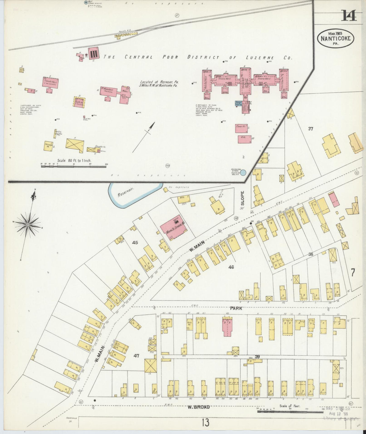 Sanborn Fire Insurance Map from Nanticoke, Luzerne County, Pennsylvania (1903), Sheet #0014 - Complete Map Set gallery image, historic Sanborn map, vintage wall art, Pennsylvania Pennsylvania