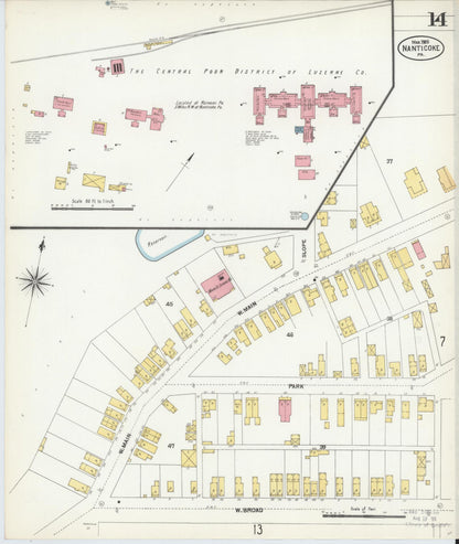 Sanborn Fire Insurance Map from Nanticoke, Luzerne County, Pennsylvania (1903), Sheet #0014 - Complete Map Set gallery image, historic Sanborn map, vintage wall art, Pennsylvania Pennsylvania