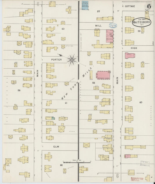 Sanborn Fire Insurance Map from Whitesboro, Oneida County, New York (1894), Sheet #0006 - Historic Sanborn Fire Insurance Map Print, vintage old map wall art, antique decor, genealogy gift, New York New York map