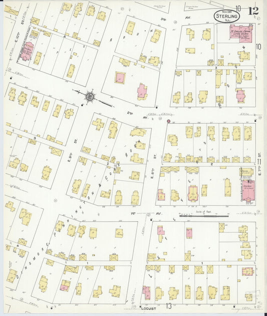 Sanborn Fire Insurance Map from Sterling, Whiteside County, Illinois (1910), Sheet #0012 - Historic Sanborn Fire Insurance Map Print, vintage old map wall art, antique decor, genealogy gift, Illinois Illinois map