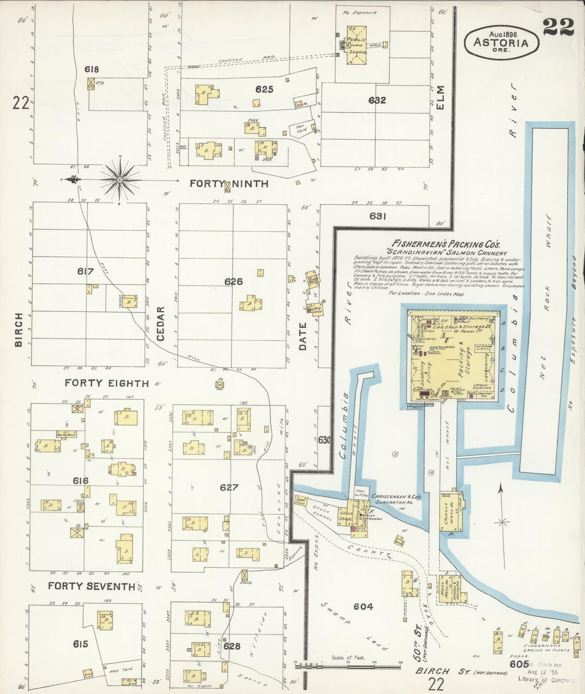 Sanborn Fire Insurance Map from Astoria, Clatsop County, Oregon (1896), Sheet #0022 - Historic Sanborn Fire Insurance Map Print, vintage old map wall art, antique decor, genealogy gift, Oregon Oregon map