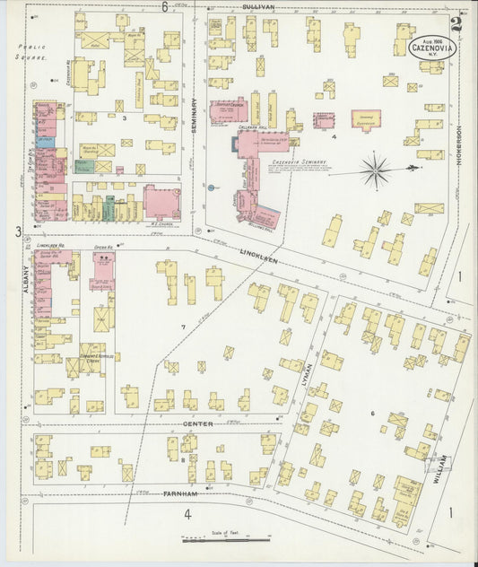 Sanborn Fire Insurance Map from Cazenovia, Madison County, New York (1906), Sheet #0002 - Historic Sanborn Fire Insurance Map Print, vintage old map wall art, antique decor, genealogy gift, New York New York map