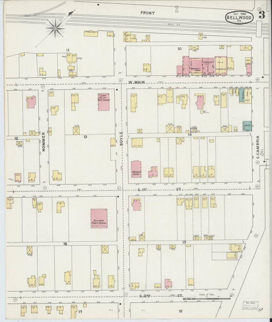 Sanborn Fire Insurance Map from Bellwood, Blair County, Pennsylvania (1894), Sheet #0003 - Historic Sanborn Fire Insurance Map Print, vintage old map wall art, antique decor, genealogy gift, Pennsylvania Pennsylvania map