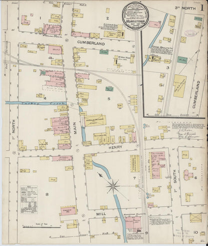 Sanborn Fire Insurance Map from Morristown, Hamblen County, Tennessee (1887), Sheet #0001 - Complete Map Set gallery image, historic Sanborn map, vintage wall art, Tennessee Tennessee