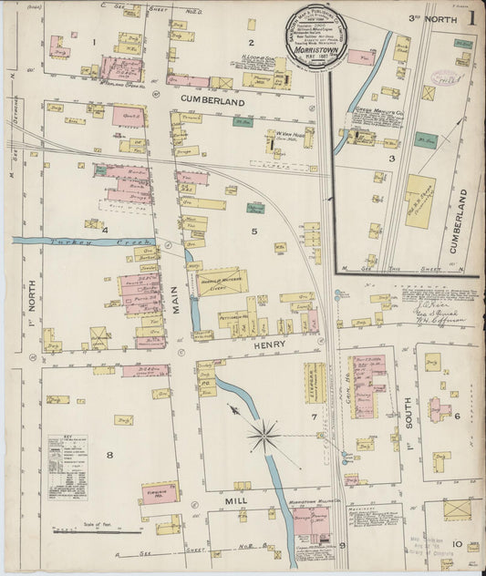 Sanborn Fire Insurance Map from Morristown, Hamblen County, Tennessee (1887), Sheet #0001 - Complete Map Set gallery image, historic Sanborn map, vintage wall art, Tennessee Tennessee