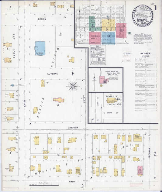 Sanborn Fire Insurance Map from Luverne, Rock County, Minnesota (1900), Sheet #0001 - Historic Sanborn Fire Insurance Map Print, vintage old map wall art, antique decor, genealogy gift, Minnesota Minnesota map