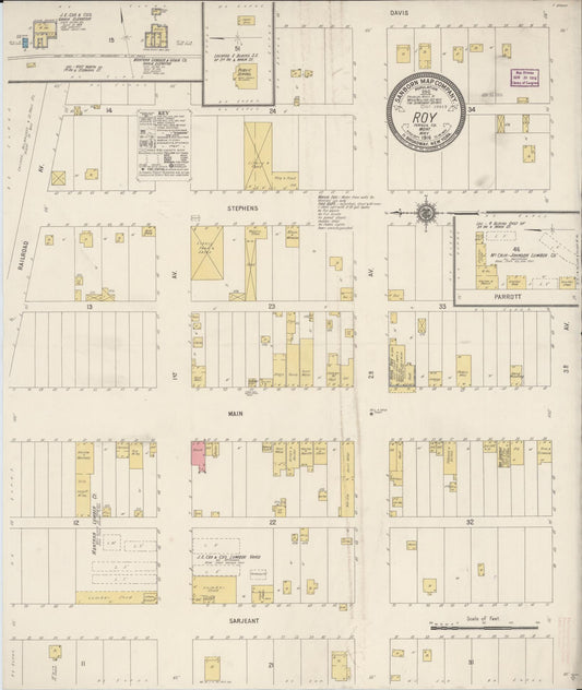 Sanborn Fire Insurance Map from Roy, Fergus County, Montana (1916), Sheet #0001 - Historic Sanborn Fire Insurance Map Print, vintage old map wall art, antique decor, genealogy gift, Montana Montana map