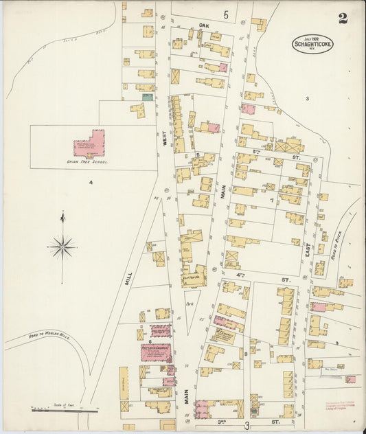 Sanborn Fire Insurance Map from Schaghticoke, Rensselaer County, New York (1902), Sheet #0002 - Historic Sanborn Fire Insurance Map Print, vintage old map wall art, antique decor, genealogy gift, New York New York map
