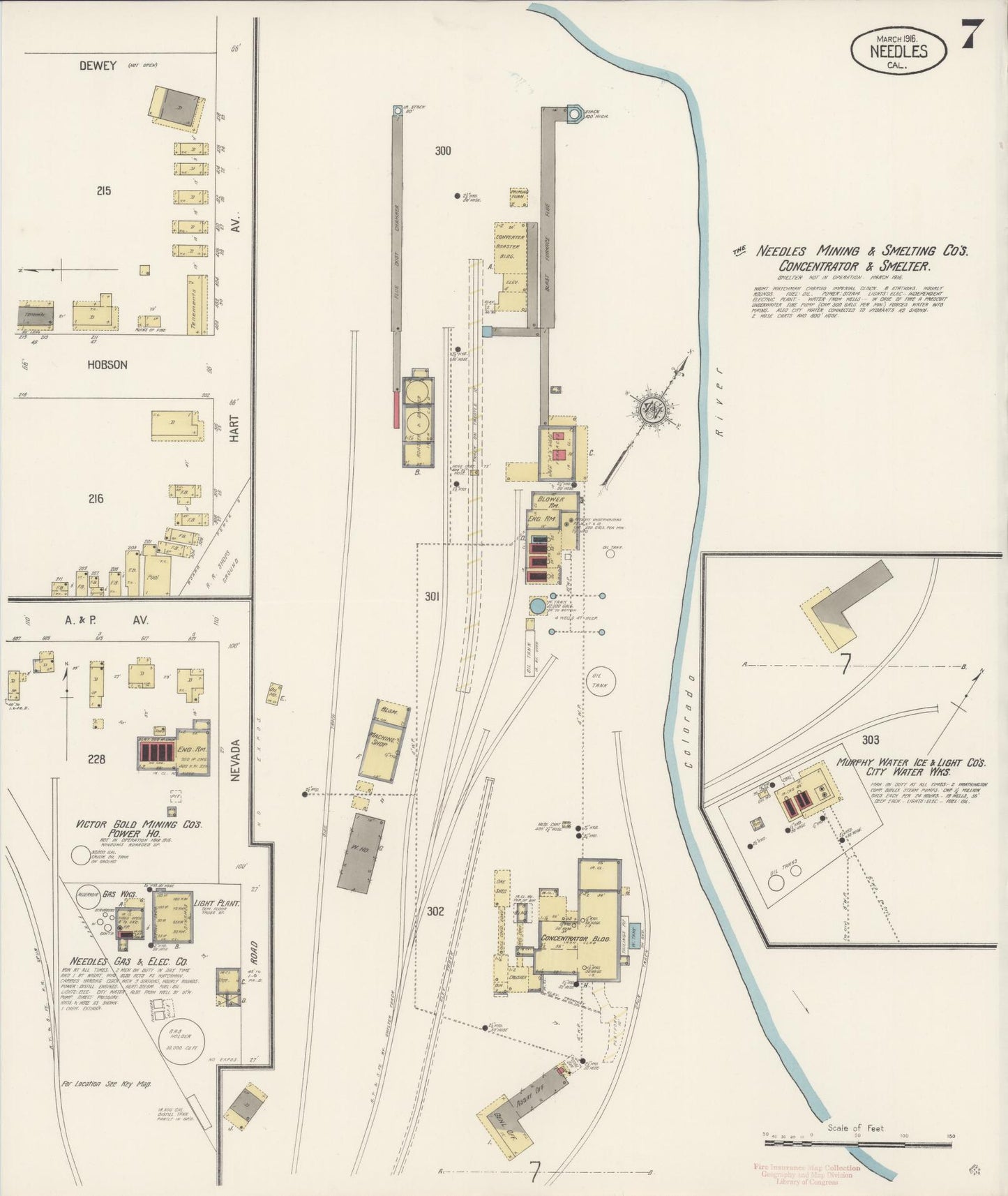 Sanborn Fire Insurance Map from Needles, San Bernardino County, California (1916), Sheet #0007 - Complete Map Set gallery image, historic Sanborn map, vintage wall art, California California