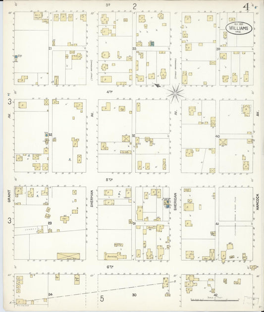 Sanborn Fire Insurance Map from Williams, Coconino County, Arizona (1901), Sheet #0004 - Historic Sanborn Fire Insurance Map Print, vintage old map wall art, antique decor, genealogy gift, Arizona Arizona map