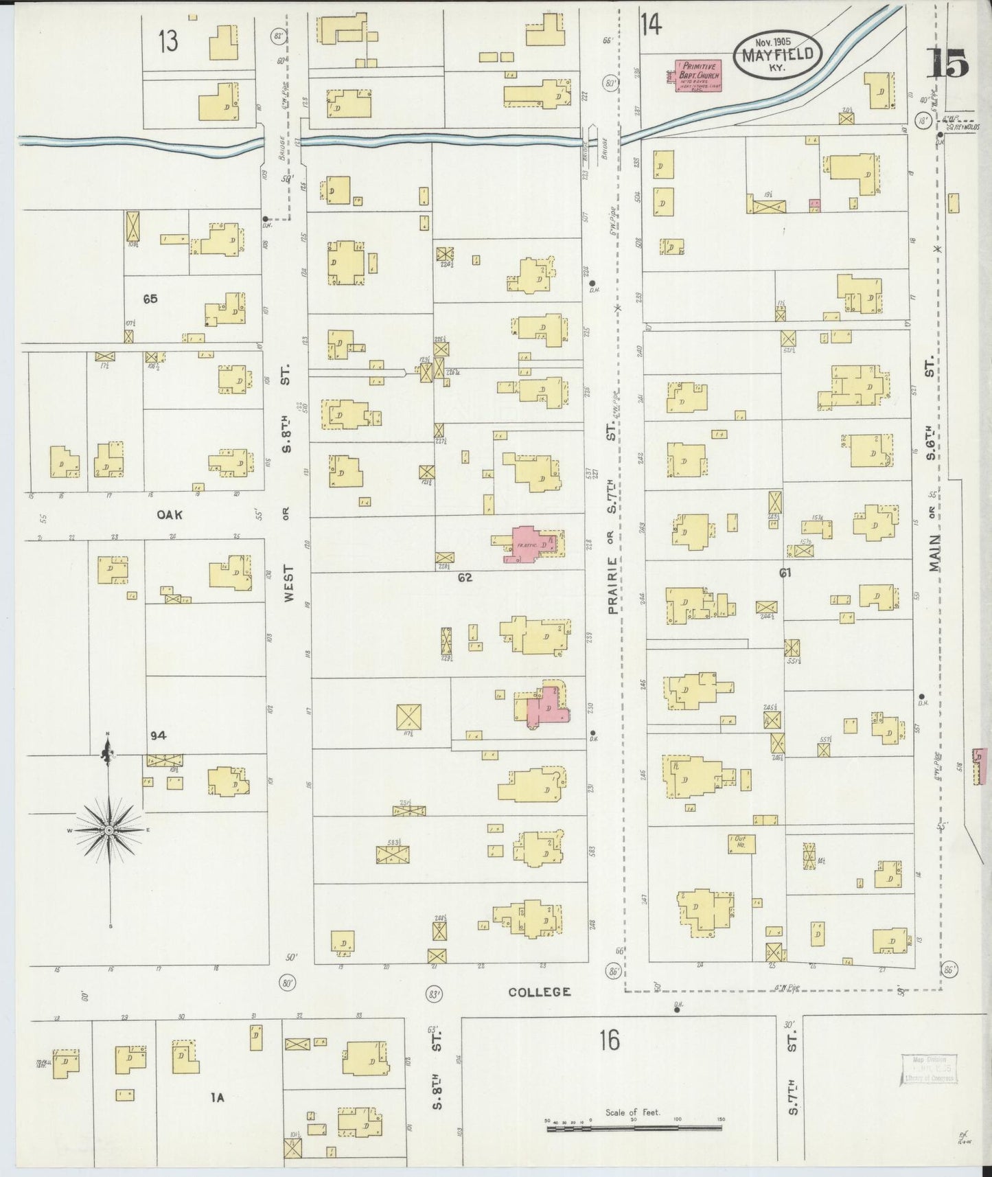 Sanborn Fire Insurance Map from Mayfield, Graves County, Kentucky (1905), Sheet #0015 - Historic Sanborn Fire Insurance Map Print, vintage old map wall art, antique decor, genealogy gift, Kentucky Kentucky map