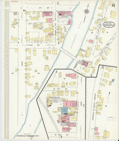 Sanborn Fire Insurance Map from Honesdale, Wayne County, Pennsylvania (1912), Sheet #0006 - Complete Map Set gallery image, historic Sanborn map, vintage wall art, Pennsylvania Pennsylvania