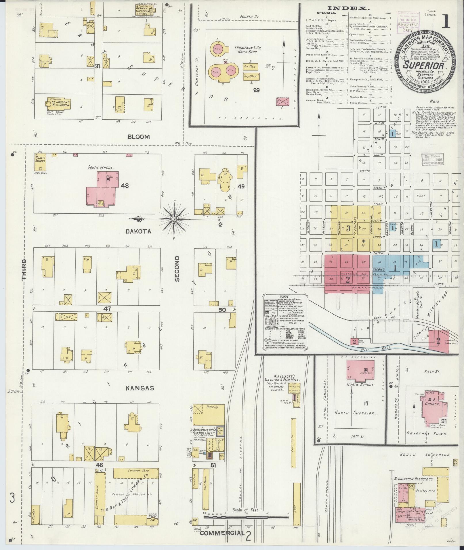 Sanborn Fire Insurance Map from Superior, Nuckolls County, Nebraska (1904), Sheet #0001 - Complete Map Set gallery image, historic Sanborn map, vintage wall art, Nebraska Nebraska