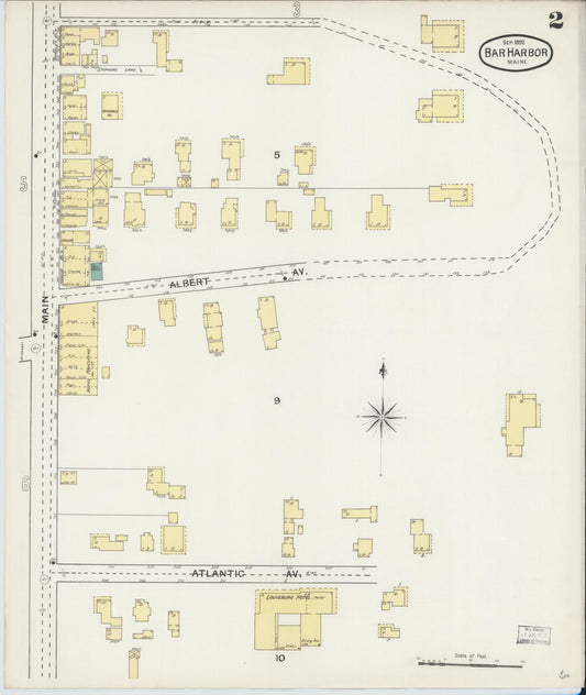 Sanborn Fire Insurance Map from Bar Harbor, Hancock County, Maine (1892), Sheet #0002 - Historic Sanborn Fire Insurance Map Print, vintage old map wall art, antique decor, genealogy gift, Maine Maine map