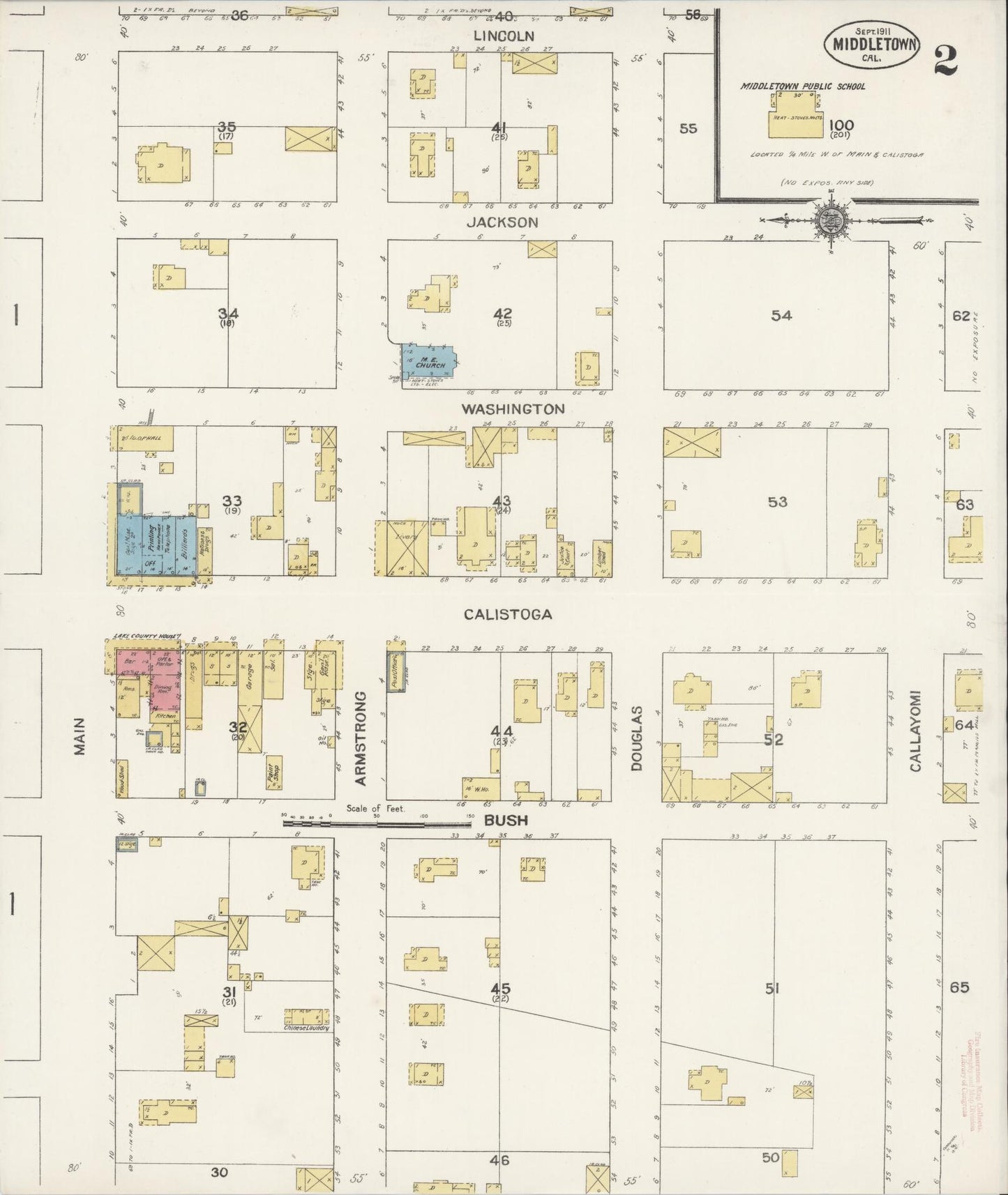 Sanborn Fire Insurance Map from Middletown, Lake County, California (1911), Sheet #0002 - Historic Sanborn Fire Insurance Map Print, vintage old map wall art, antique decor, genealogy gift, California California map