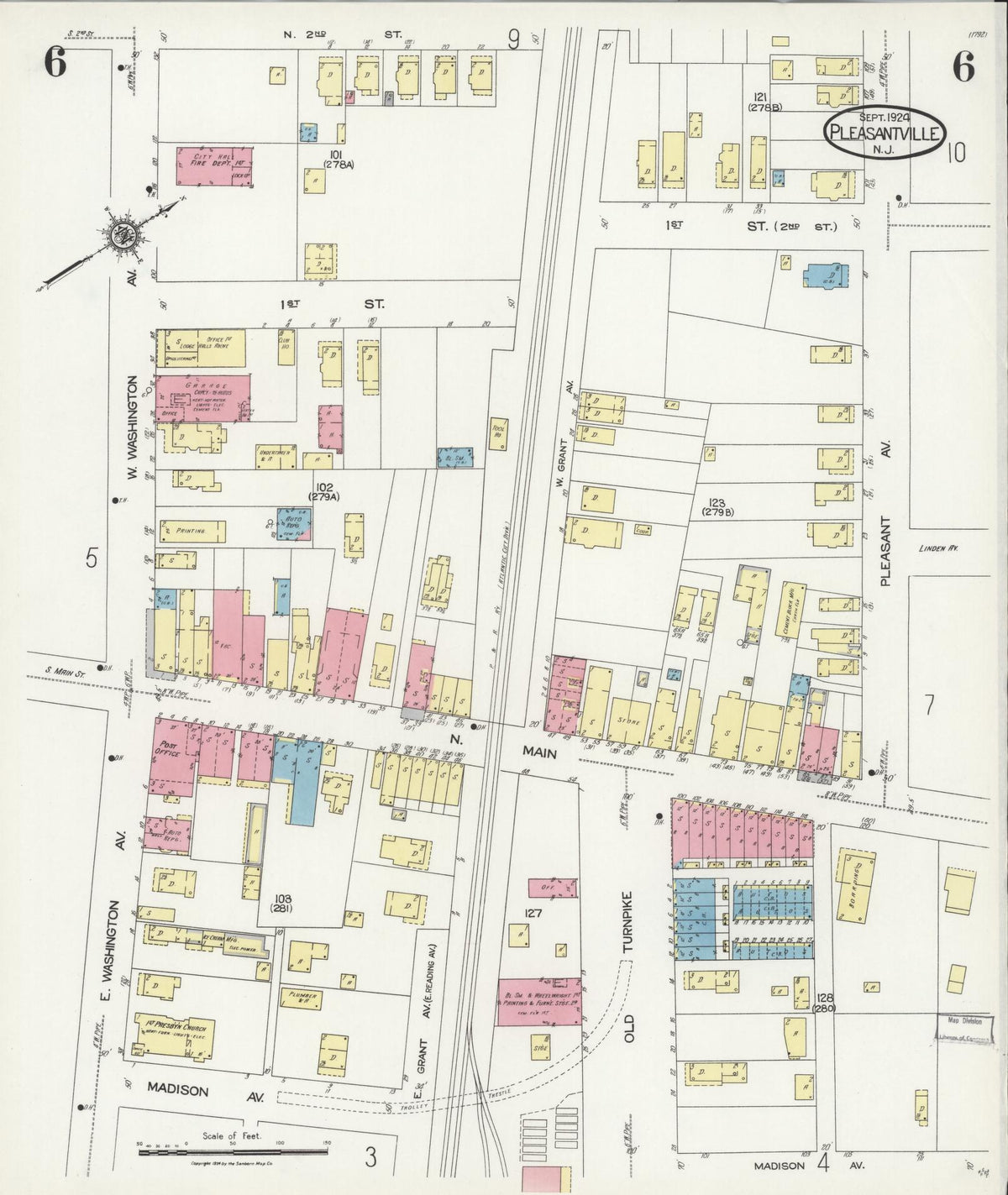 Sanborn Fire Insurance Map from Pleasantville, Atlantic County, New Jersey (1924), Sheet #0006 - Complete Map Set gallery image, historic Sanborn map, vintage wall art, New Jersey New Jersey