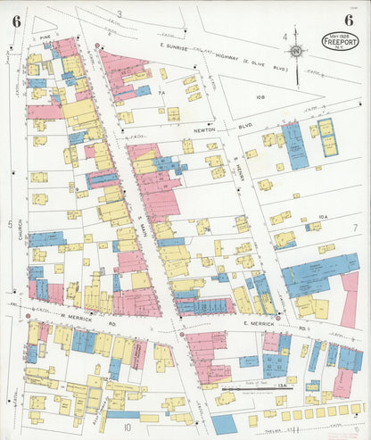 Sanborn Fire Insurance Map from Freeport, Nassau County, New York (1928), Sheet #0006 - Complete Map Set gallery image, historic Sanborn map, vintage wall art, New York New York