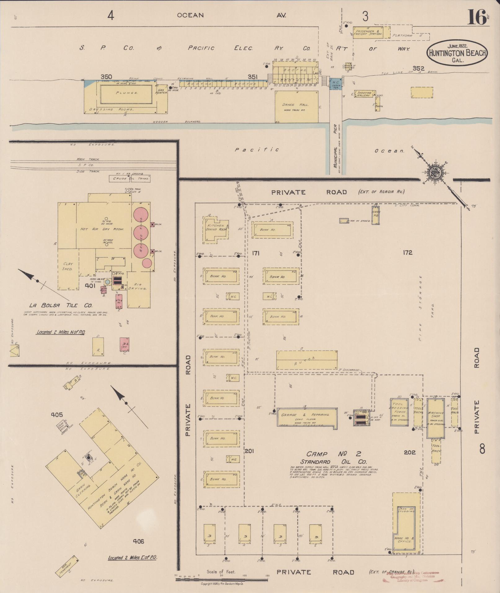 Sanborn Fire Insurance Map from Huntington Beach, Orange County, California (1922), Sheet #0016 - Historic Sanborn Fire Insurance Map Print, vintage old map wall art, antique decor, genealogy gift, California California map