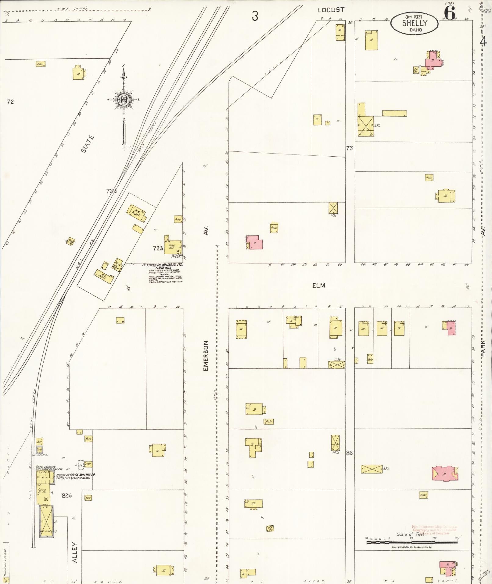 Sanborn Fire Insurance Map from Shelley, Bingham County, Idaho (1921), Sheet #0006 - Complete Map Set gallery image, historic Sanborn map, vintage wall art, Idaho Idaho
