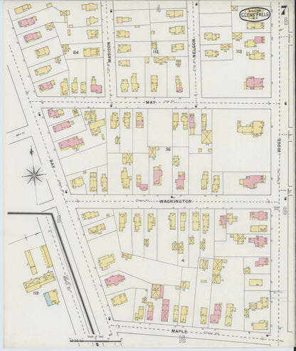 Sanborn Fire Insurance Map from Glens Falls, Warren County, New York (1895), Sheet #0007 - Historic Sanborn Fire Insurance Map Print, vintage old map wall art, antique decor, genealogy gift, New York New York map
