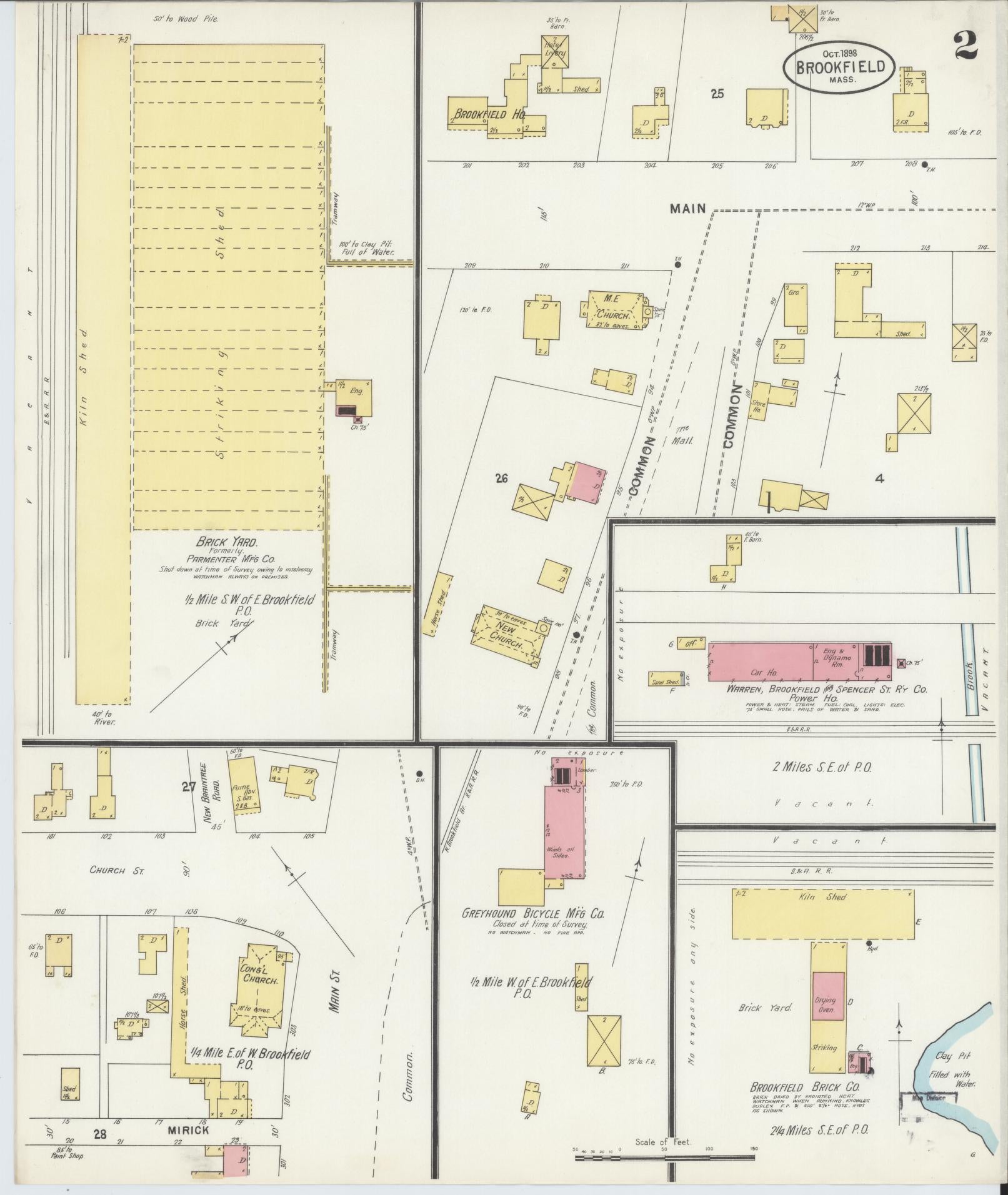 Sanborn Fire Insurance Map from Brookfield, Worcester County, Massachusetts (1898), Sheet #0002 - Complete Map Set gallery image, historic Sanborn map, vintage wall art, Massachusetts Massachusetts