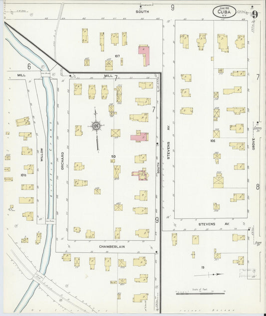 Sanborn Fire Insurance Map from Cuba, Allegany County, New York (1912), Sheet #0009 - Historic Sanborn Fire Insurance Map Print, vintage old map wall art, antique decor, genealogy gift, New York New York map