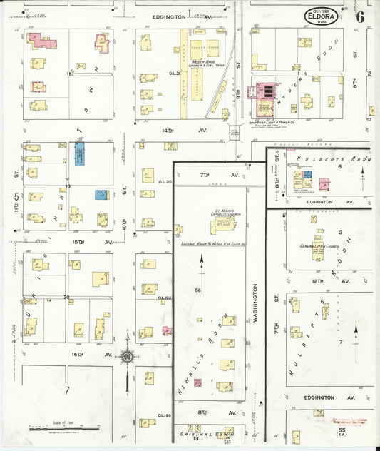 Sanborn Fire Insurance Map from Eldora, Hardin County, Iowa (1920), Sheet #0006 - Historic Sanborn Fire Insurance Map Print, vintage old map wall art