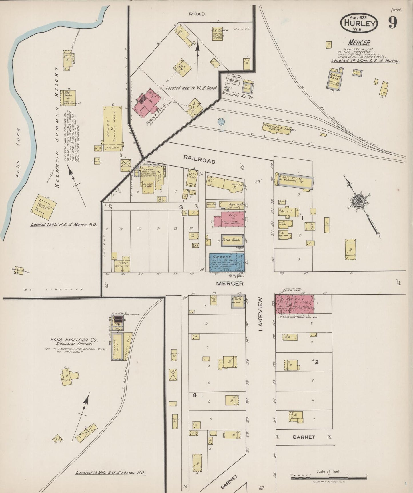 Sanborn Fire Insurance Map from Hurley, Iron County, Wisconsin (1922), Sheet #0009 - Complete Map Set gallery image, historic Sanborn map, vintage wall art, Wisconsin Wisconsin