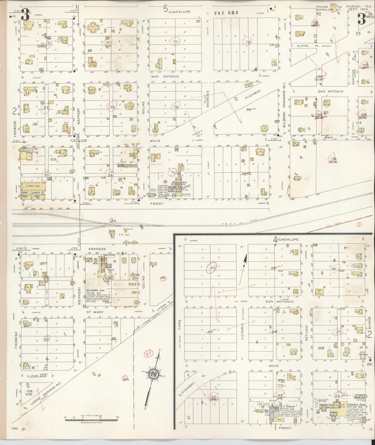 Sanborn Fire Insurance Map from Runge, Karnes County, Texas (1944), Sheet #0003 - Complete Map Set gallery image, historic Sanborn map, vintage wall art, Texas Texas