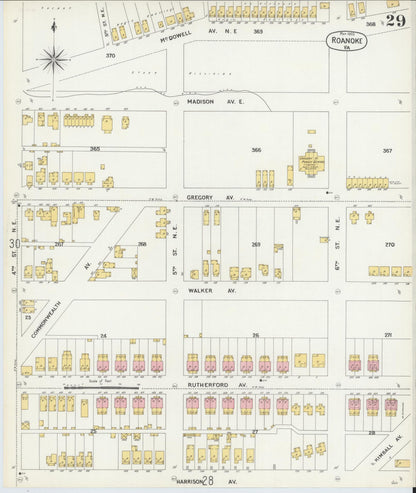 Sanborn Fire Insurance Map from Roanoke, Independent Cities, Virginia (1903), Sheet #0029 - Complete Map Set gallery image, historic Sanborn map, vintage wall art, Virginia Virginia