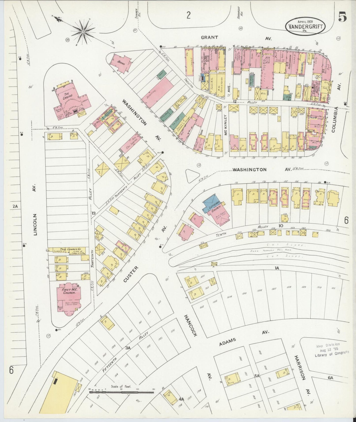 Sanborn Fire Insurance Map from Vandergrift, Westmoreland County, Pennsylvania (1909), Sheet #0005 - Complete Map Set gallery image, historic Sanborn map, vintage wall art, Pennsylvania Pennsylvania